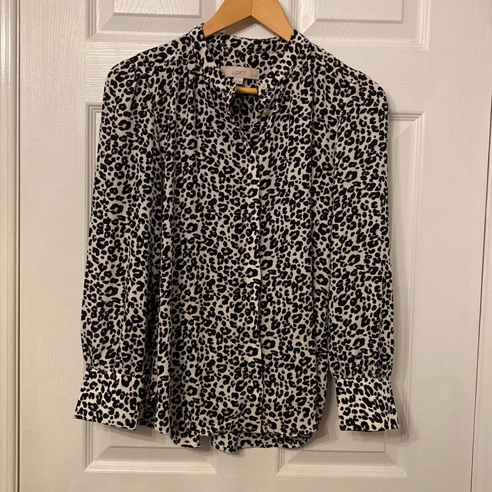 loft cheetah leopard print blouse